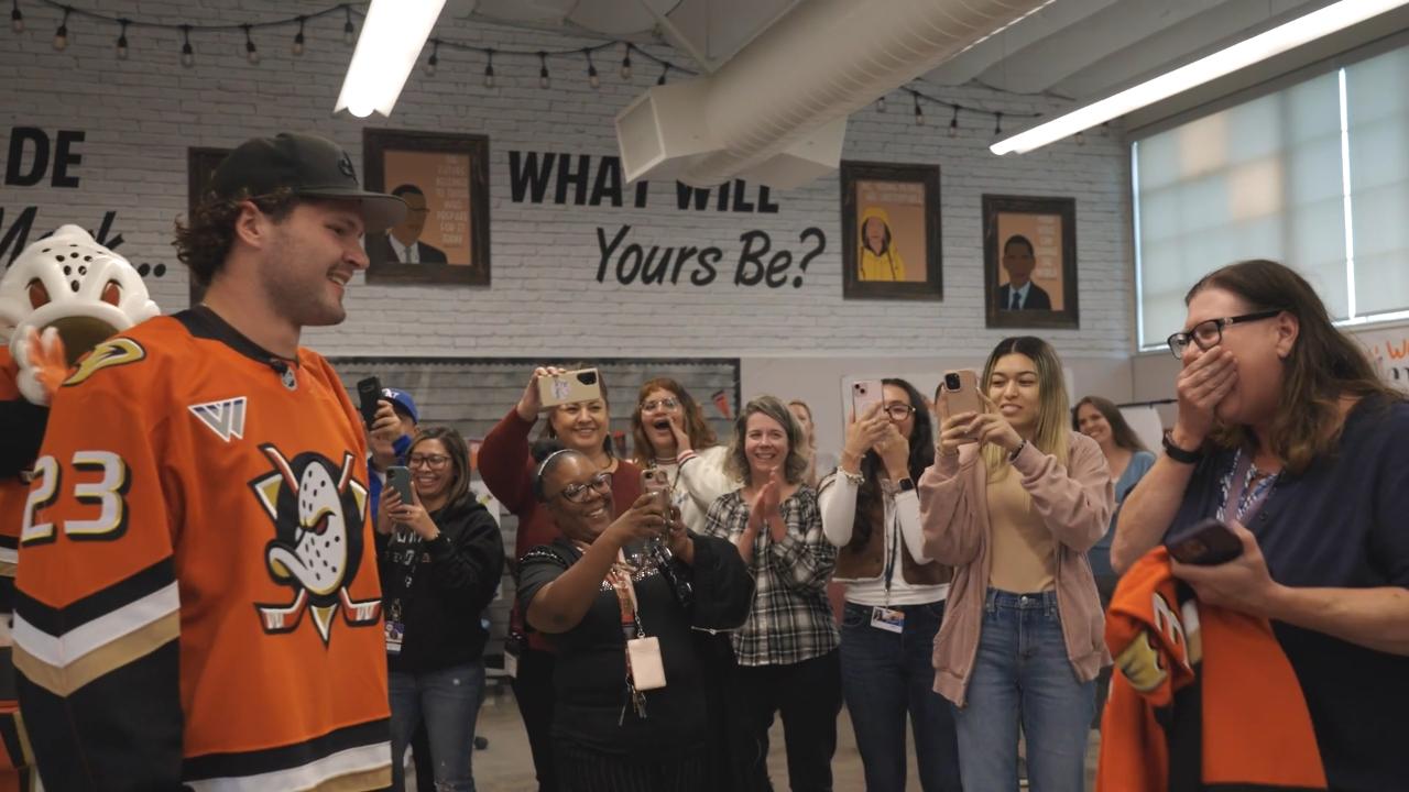 Victory+ - McTavish Delivers Jersey to an Orange County Teacher