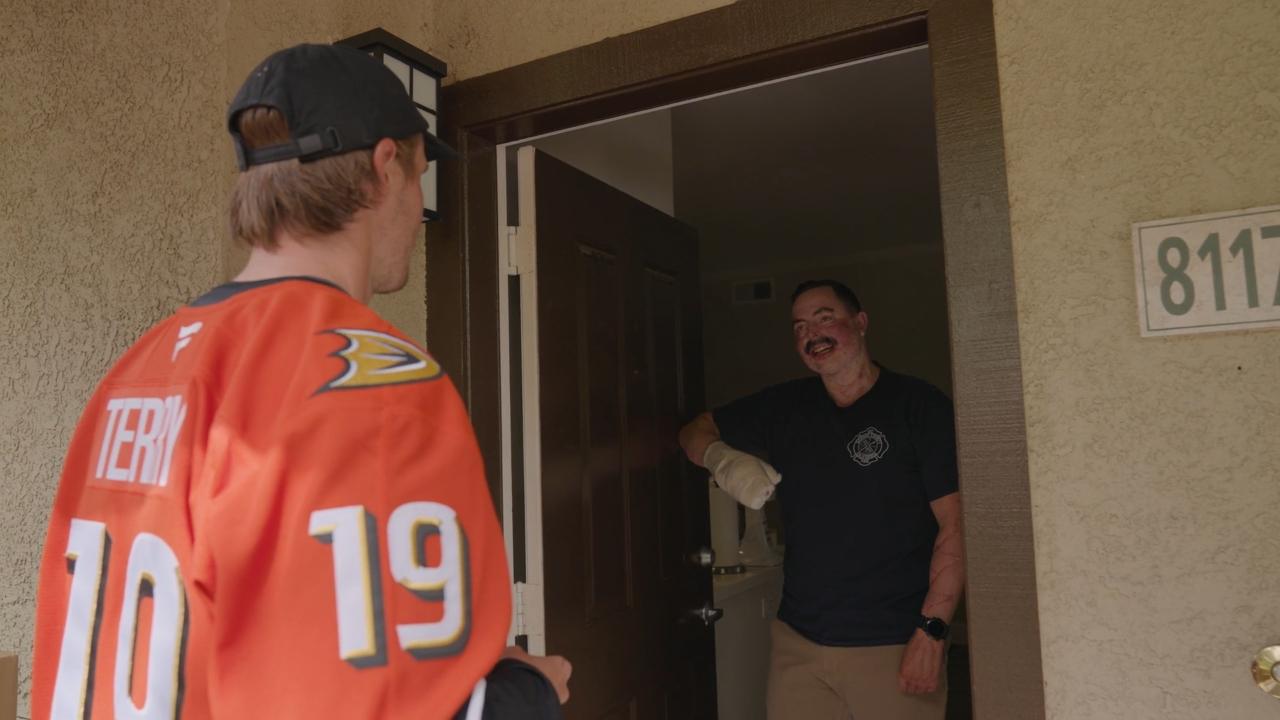 Victory+ - Terry Delivers Jersey to an Orange County Firefighter 